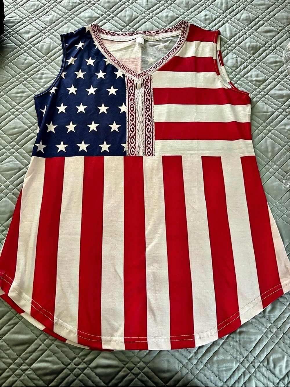 American Flag Color Block Tank Top - Picture 3 of 3